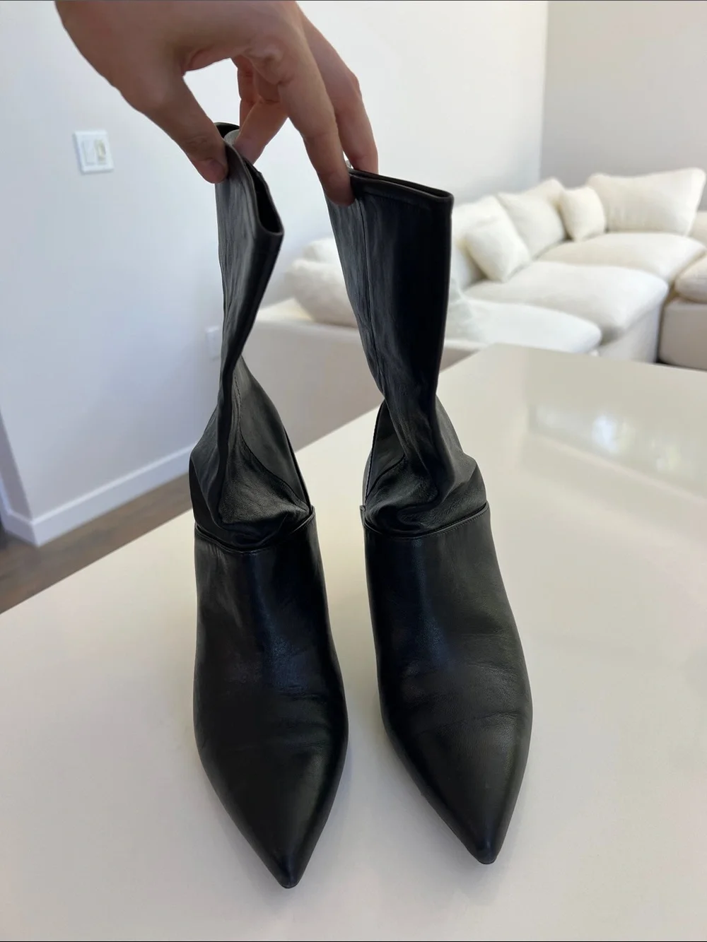 ALL SAINTS orlana black leather pointed toe ankle boots booties 8